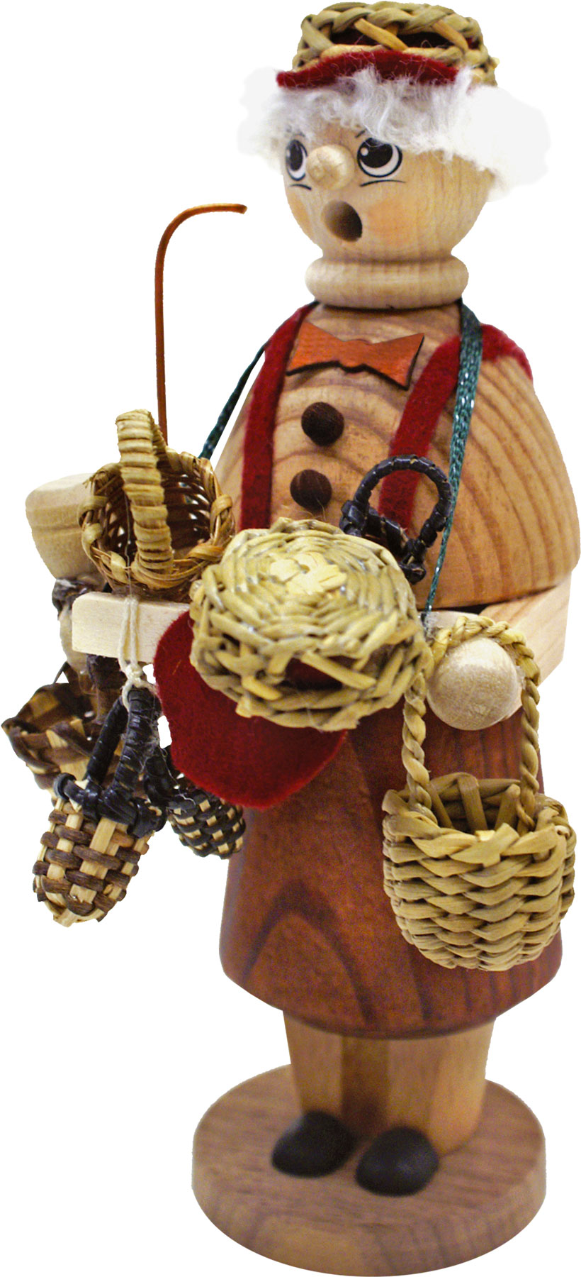 Glazed natural wood, basket seller, incense burner