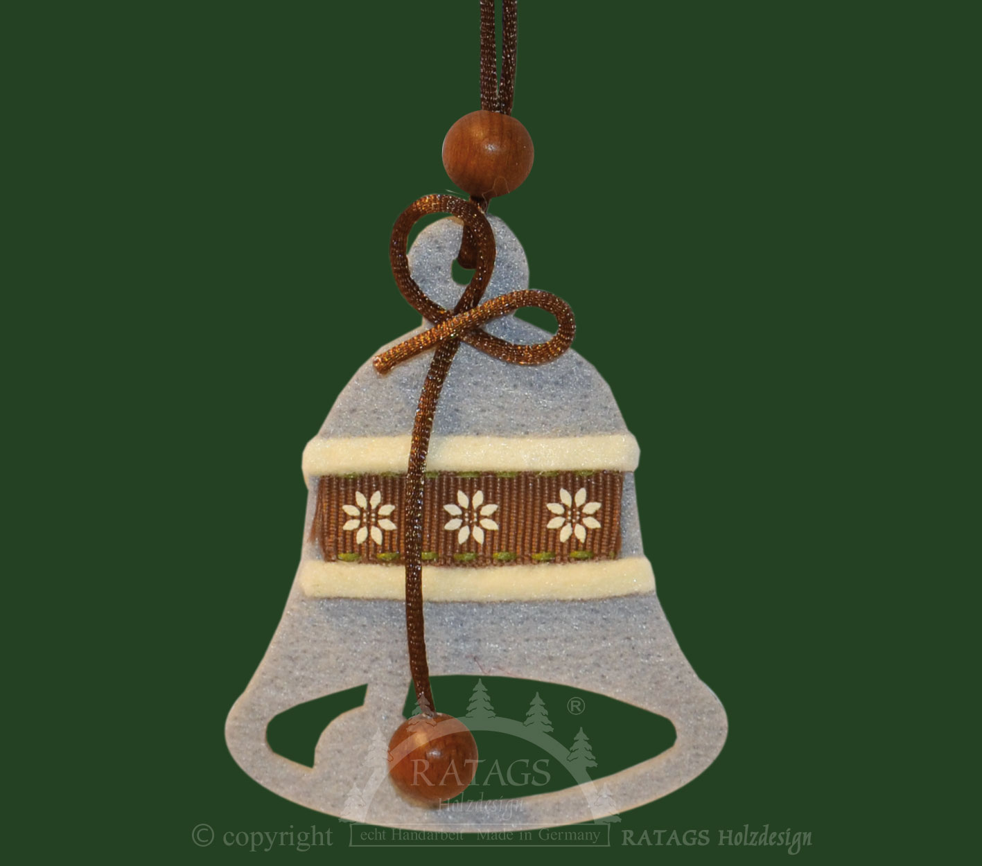 Tree decoration for crafting, bell, material: felt, length approx. 14 cm