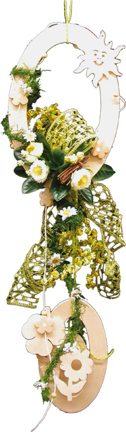 SONDERANGEBOT - Raumdeko zum Basteln, oval natur, grüne Schleife SONDERANGEBOT - Raumdeko zum Basteln, oval natur, grüne Schleife