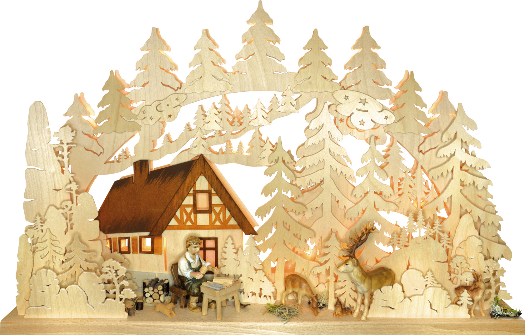 3D-Schwibbogen mittelgroß, Berghütte, Schnitzer 3D-Schwibbogen mittelgroß, Berghütte, Schnitzer