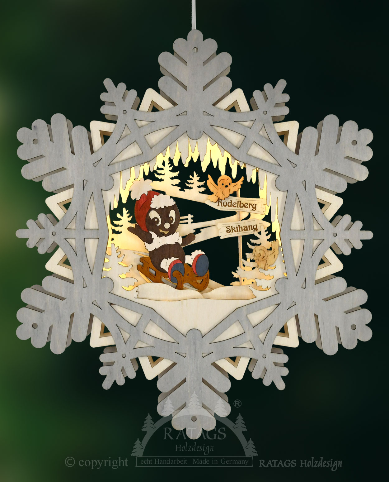 Fensterbild, Pitti am Rodelberg, bel., color, LED Stripe Fensterbild, Pitti am Rodelberg, bel., color, LED Stripe