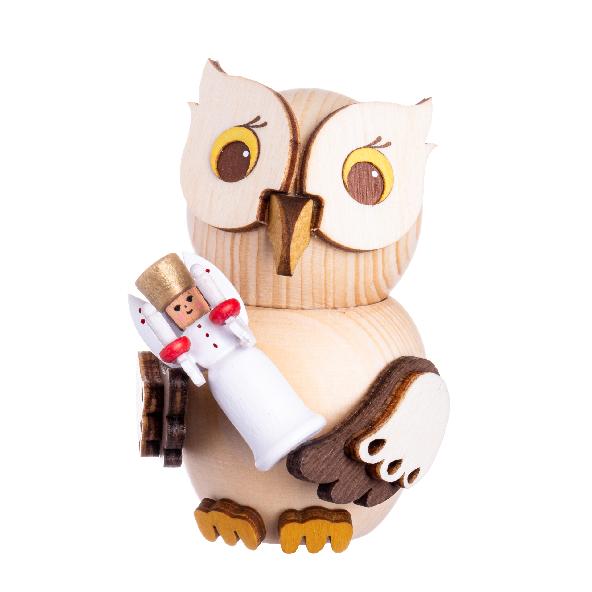 MINI owl with angel, 7 cm high wooden figure 2023