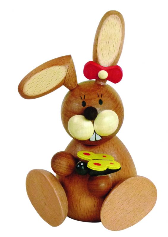 Osterhase sitz. mit Schmetterling 11,2 cm groß