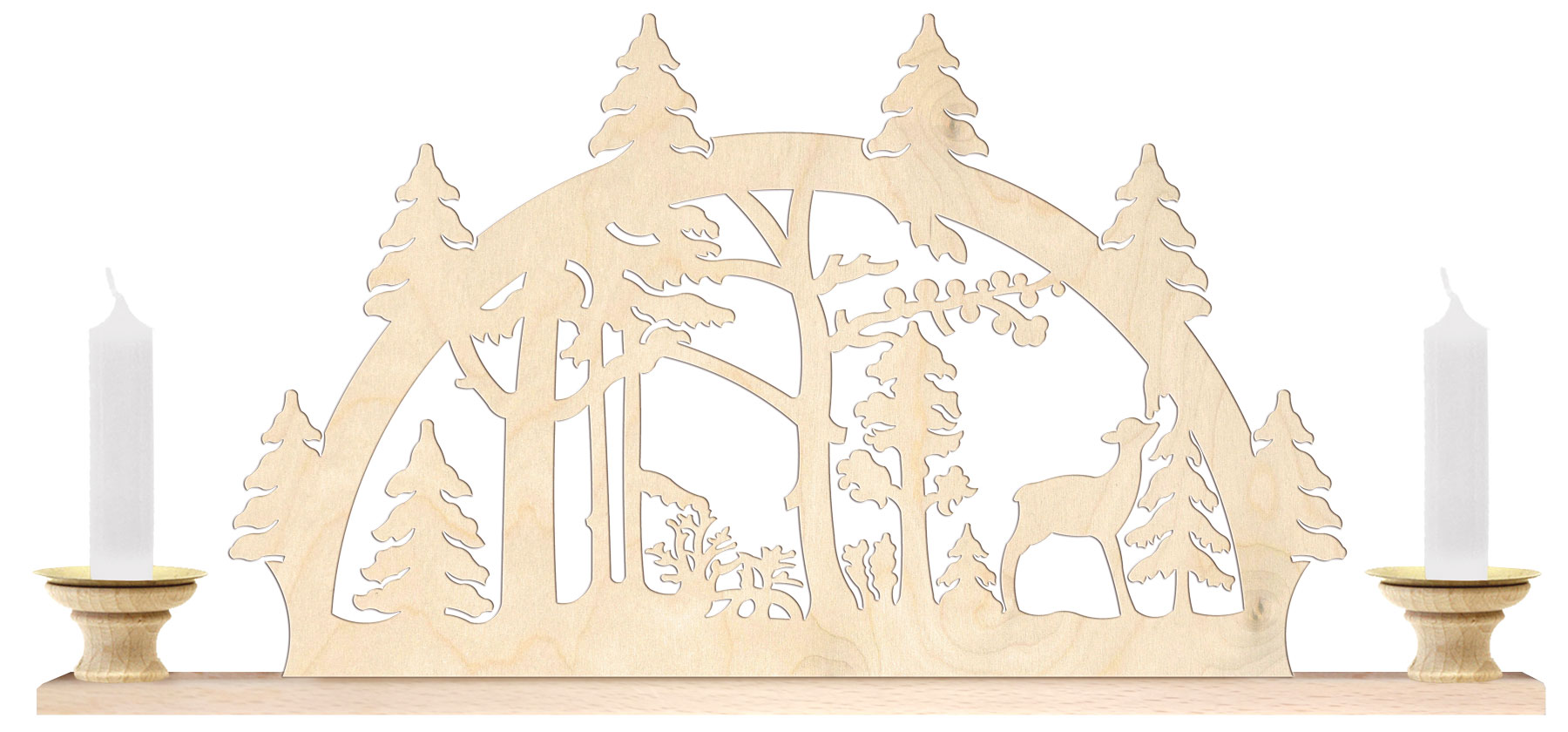 Tischlichterbogen für 2 Pyramidenkerzen Waldesruh Tischlichterbogen für 2 Pyramidenkerzen Waldesruh