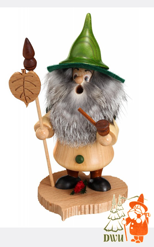 Tree gnome on a lime tree leaf