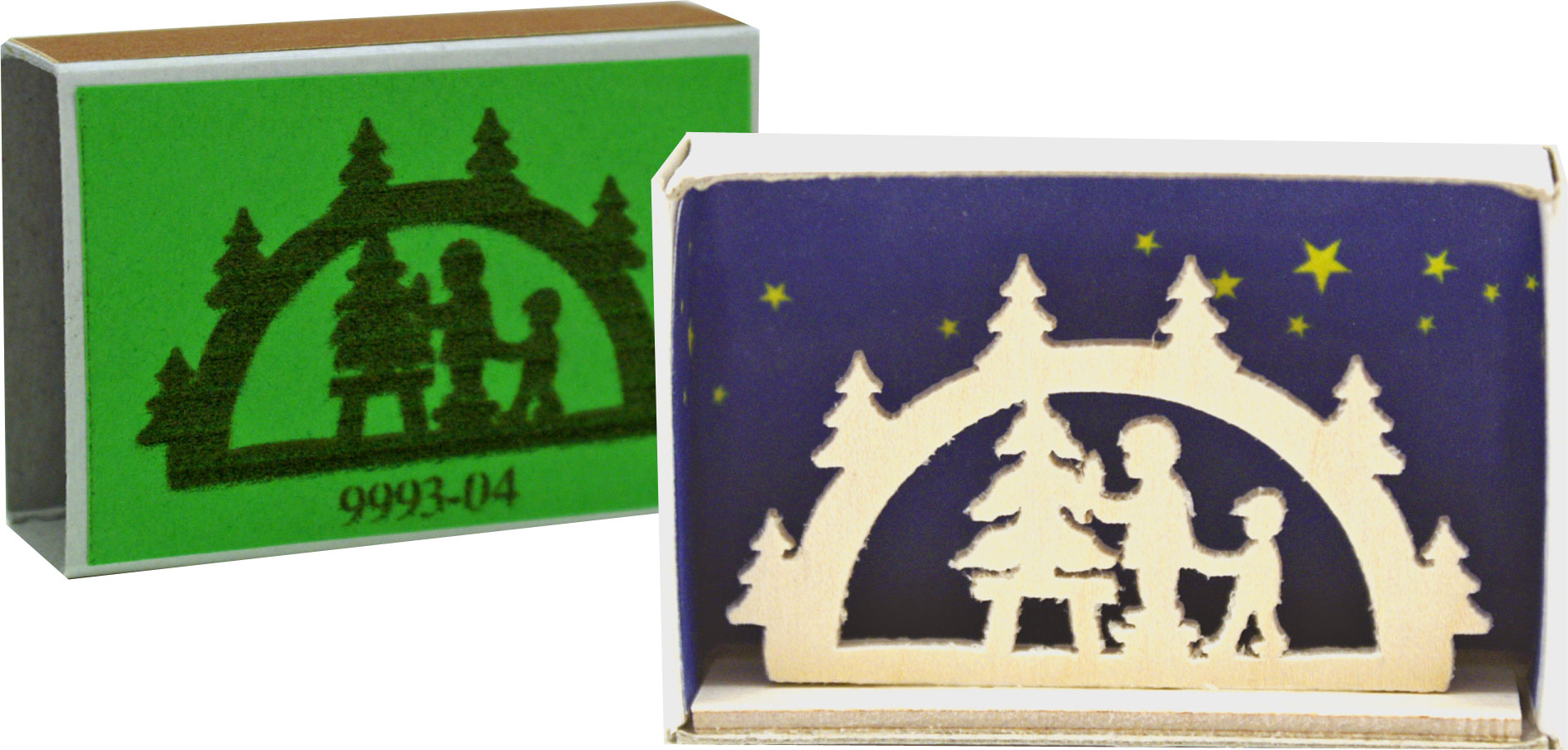 Miniaturschwibbogen Streichholzschachtel Weihnachtsstube