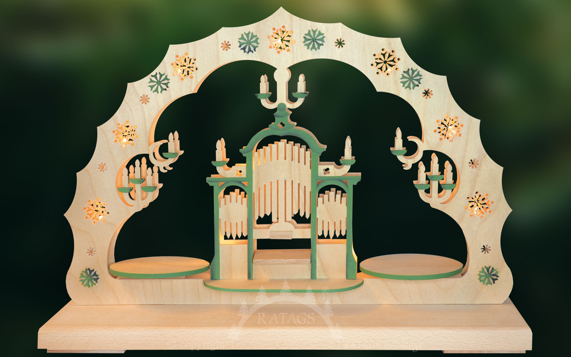 Schwibbogen kl., Orgelkonzert, grün Schwibbogen kl., Orgelkonzert, grün