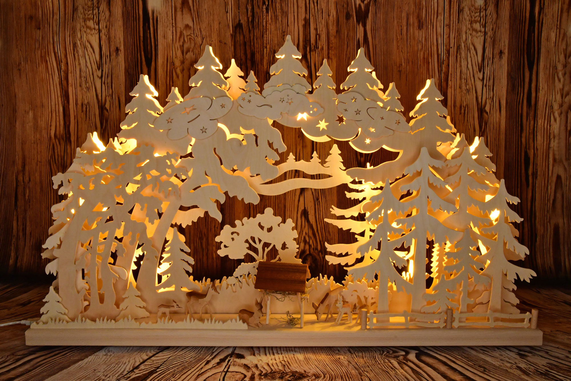 3D-Schwibbogen gr., Rehe im Wald 3D-Schwibbogen gr., Rehe im Wald