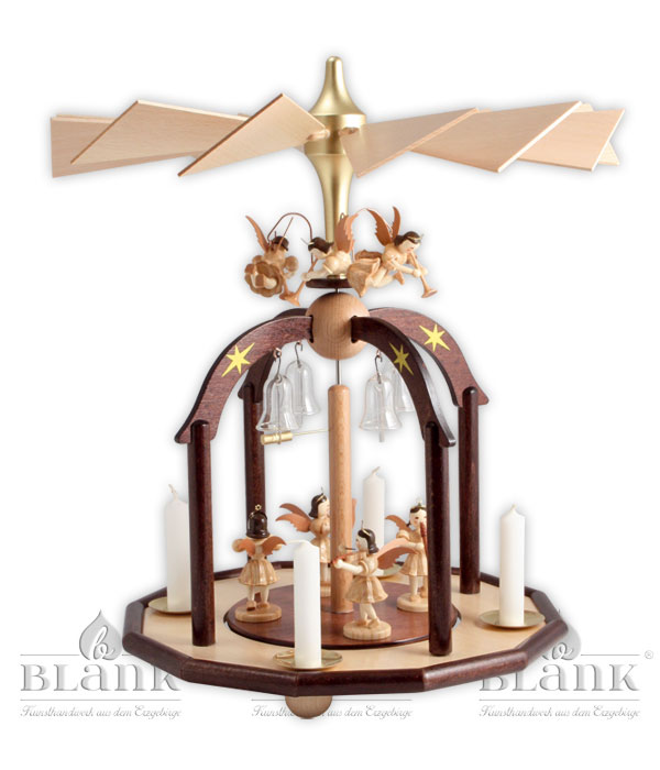 Pyramide mit 7 Engel und Glasglöckchen natur