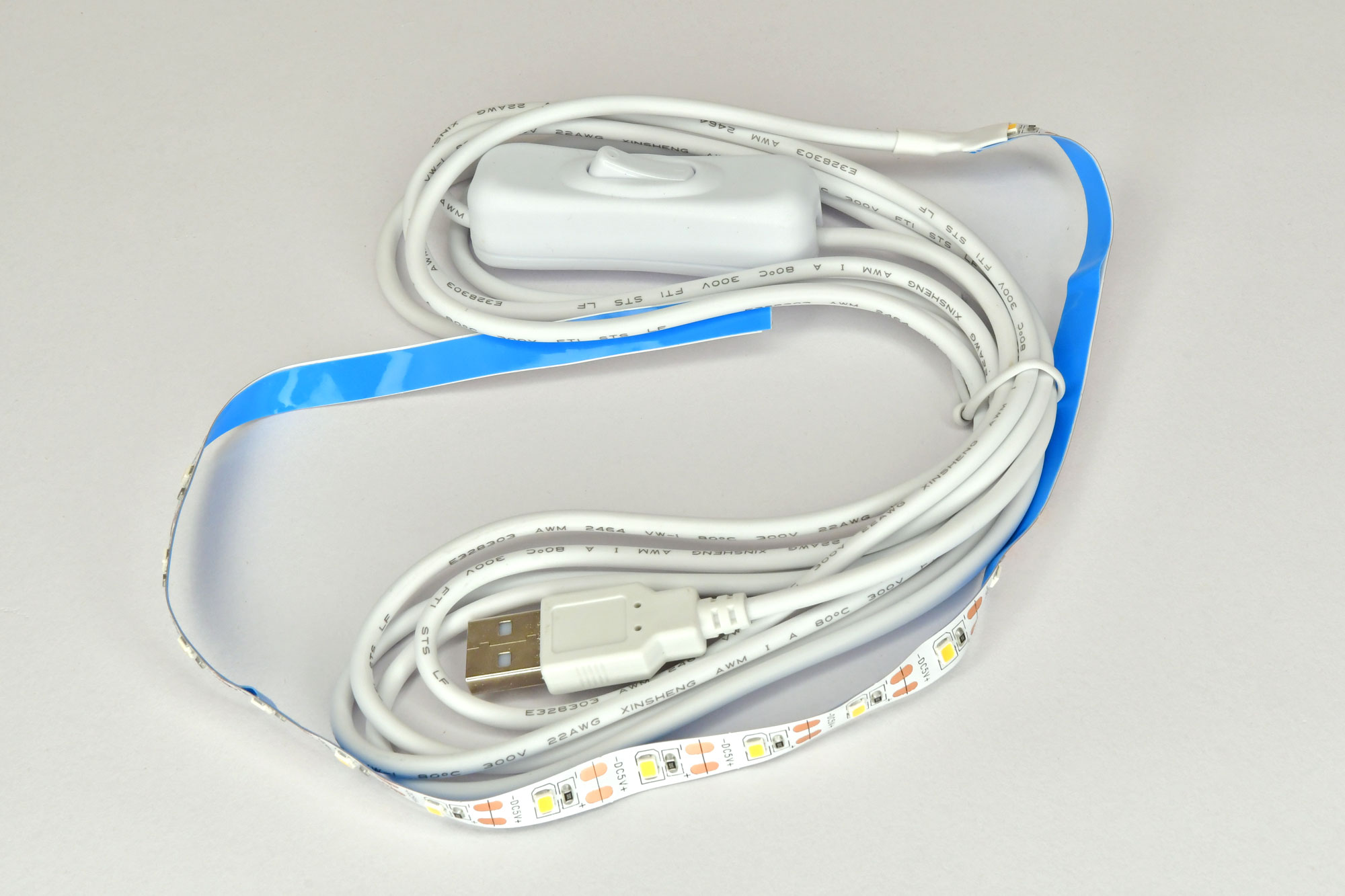 USB LED strip, length 40 cm, half USB, cable 2 metres, IP20, USB plug mnl.