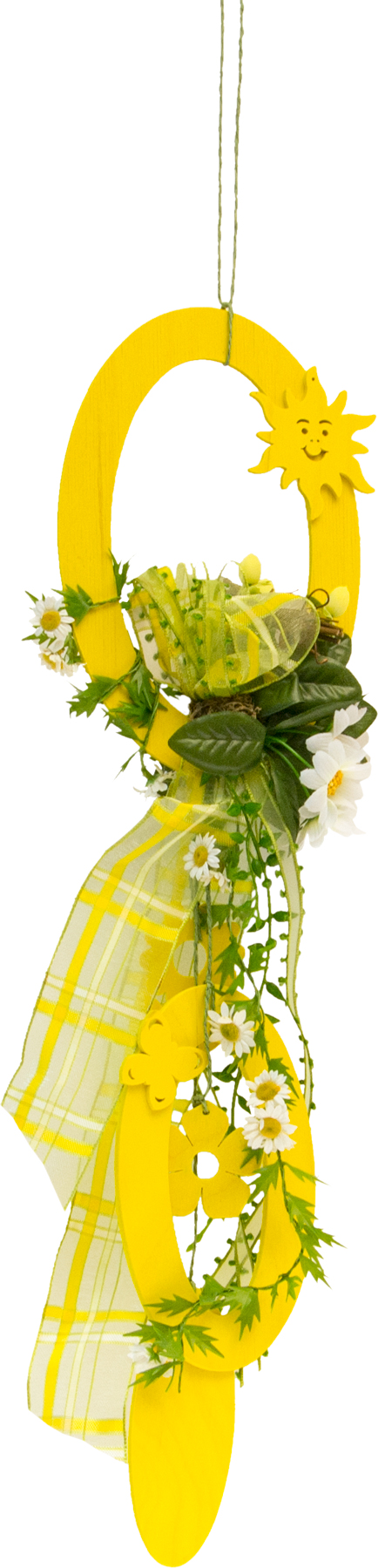 Window decoration, unlit hanging two rings, floral ornament.