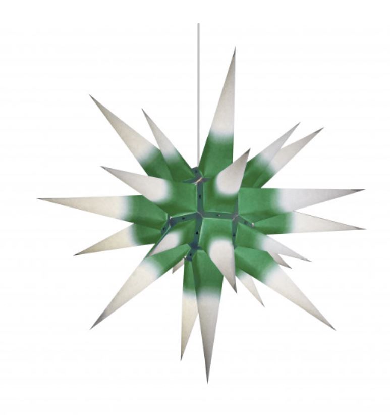 Herrnhuter Stern i6, weiß/grüner Kern Papier, 60cm
