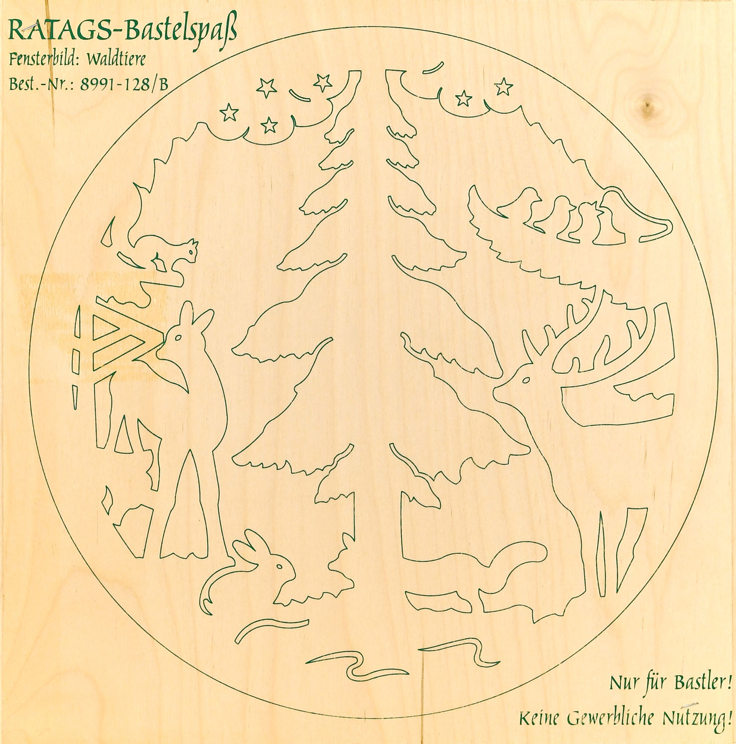 2 Motivsperrholzplatten, Fensterbild, Waldtiere, zum Selbstaussägen