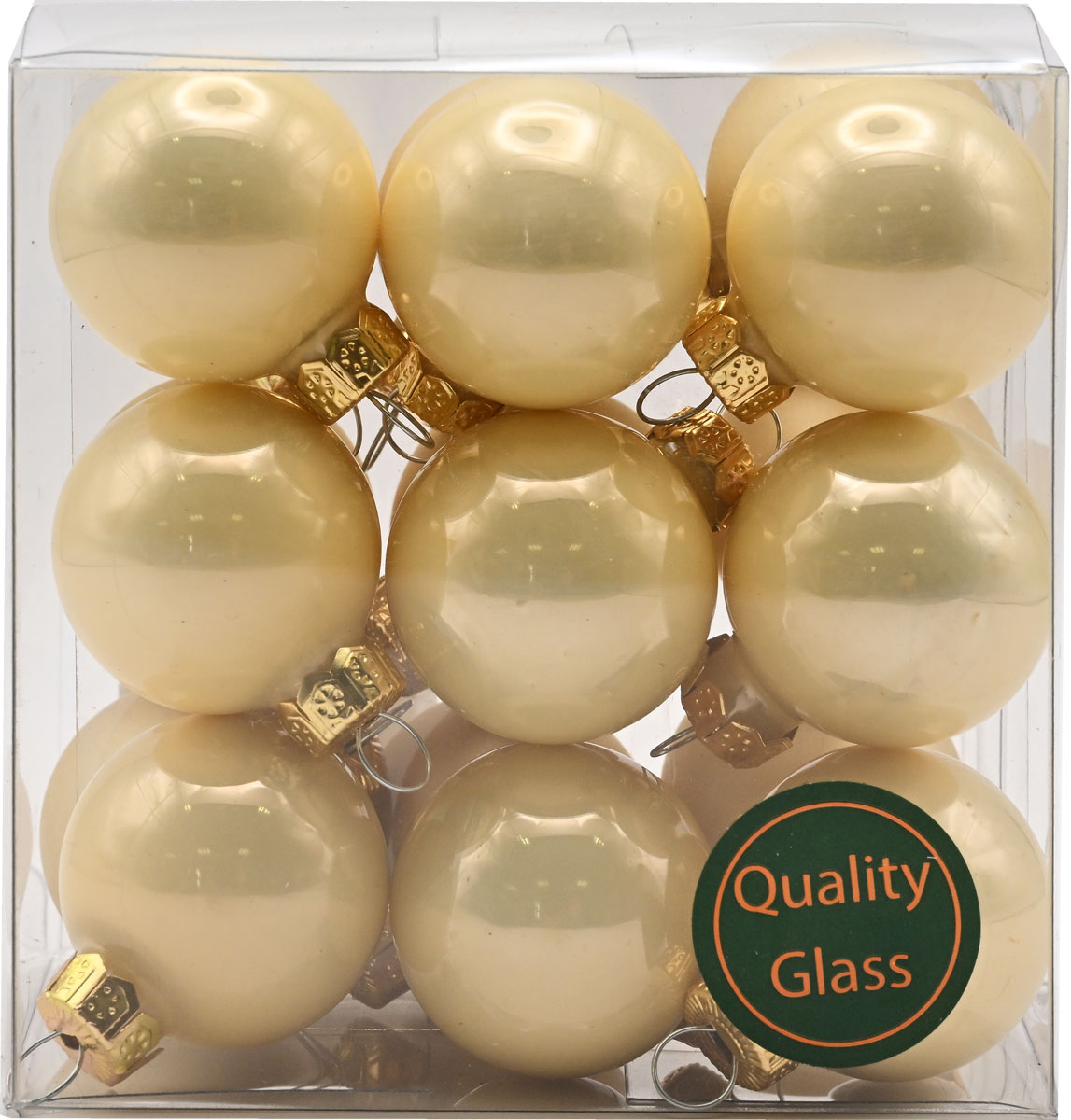 cb. 18 glassballs/cap champagne combi
