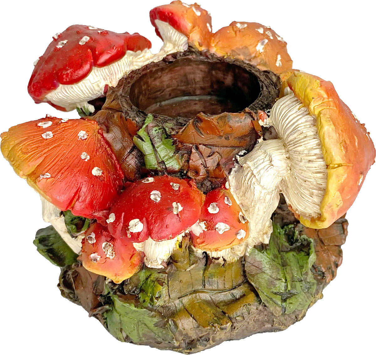 Teelichthalter Pilze, Kunstharz, farbig