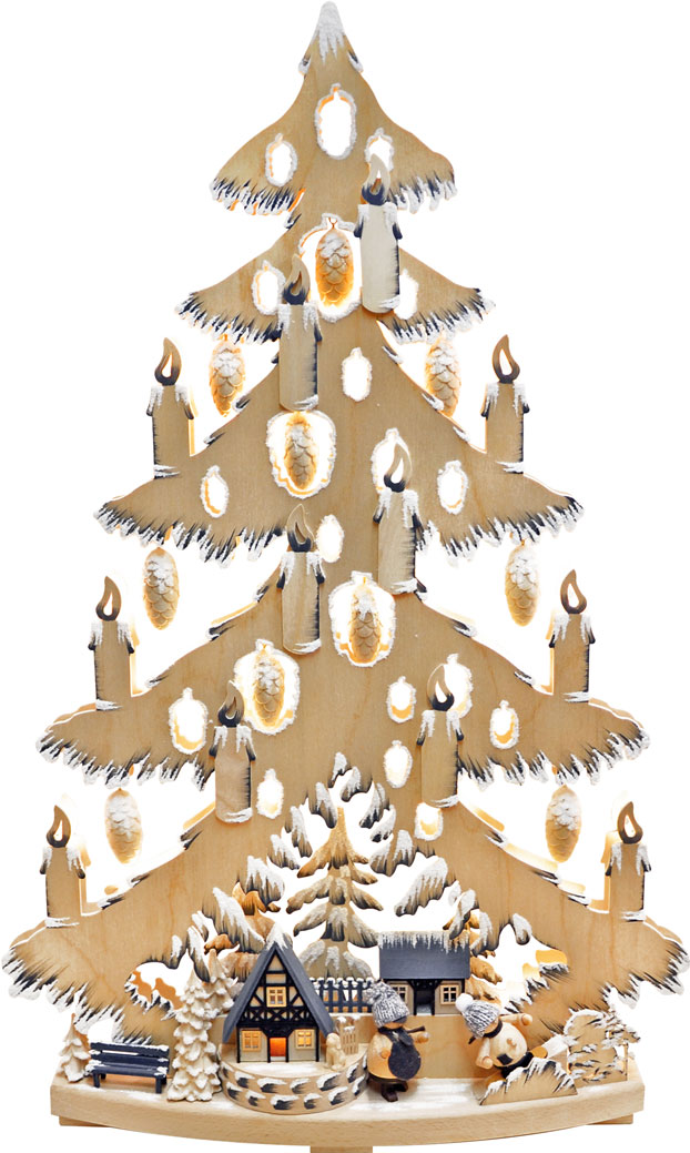 Έλατο, σε ξύλινο σπιτάκι, χειροποίητο, γκρι, παγετός