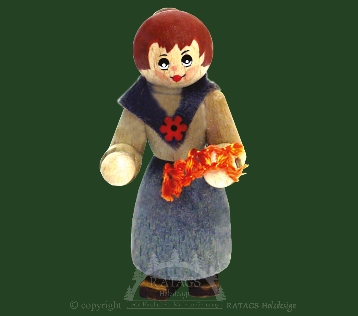 Figur, Oma häkelnd sitzend ohne Stuhl, natur-grau Figur, Oma häkelnd sitzend ohne Stuhl, natur-grau