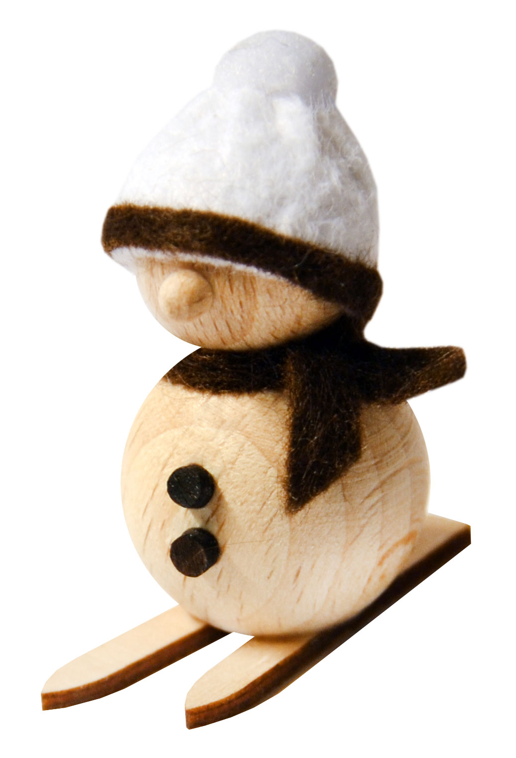 Schneemann natur, auf Ski weiße Mütze