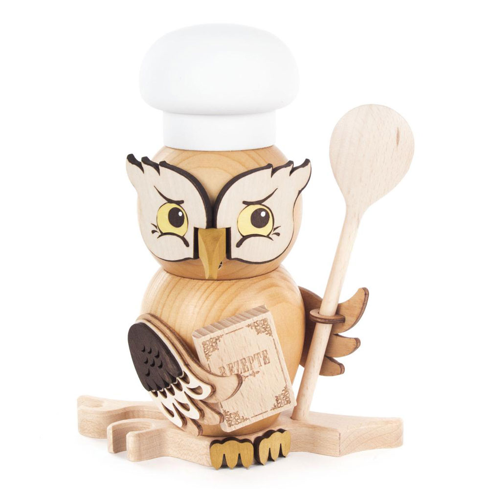 Rauchfigur Eule Koch ca. 15 cm