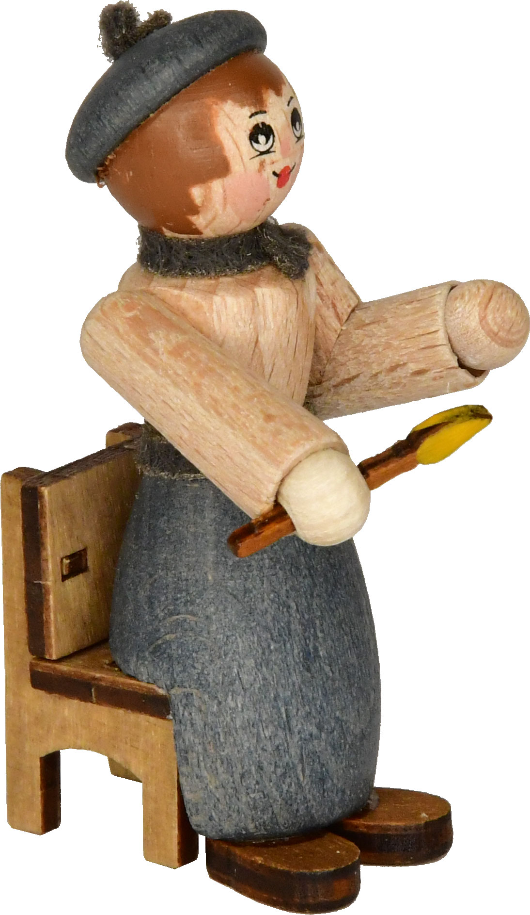 Figur, Schwibbogenmalerin mit Tisch Figur, Schwibbogenmalerin mit Tisch