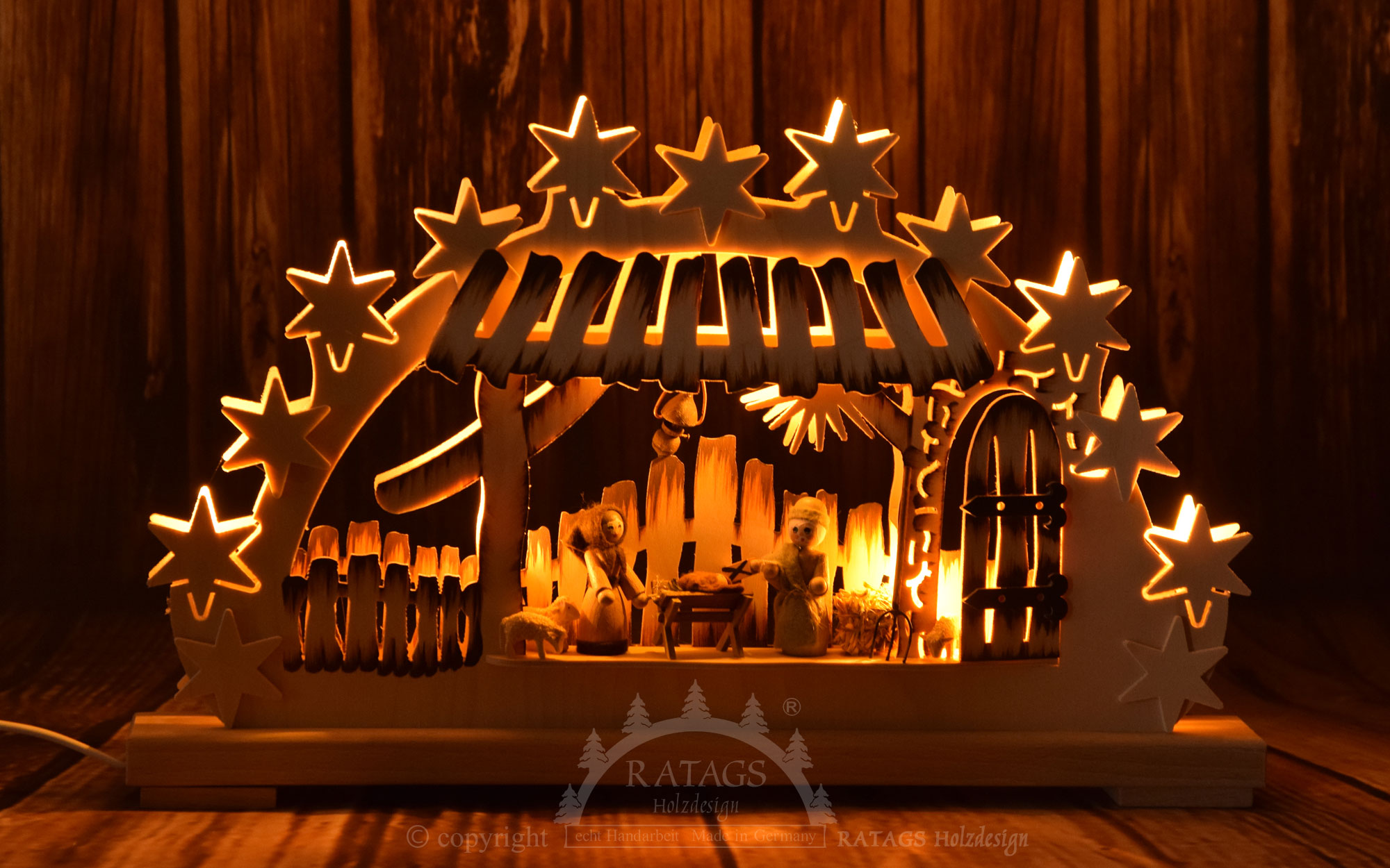 Small candle arch, Holy Night, hand-painted, brown