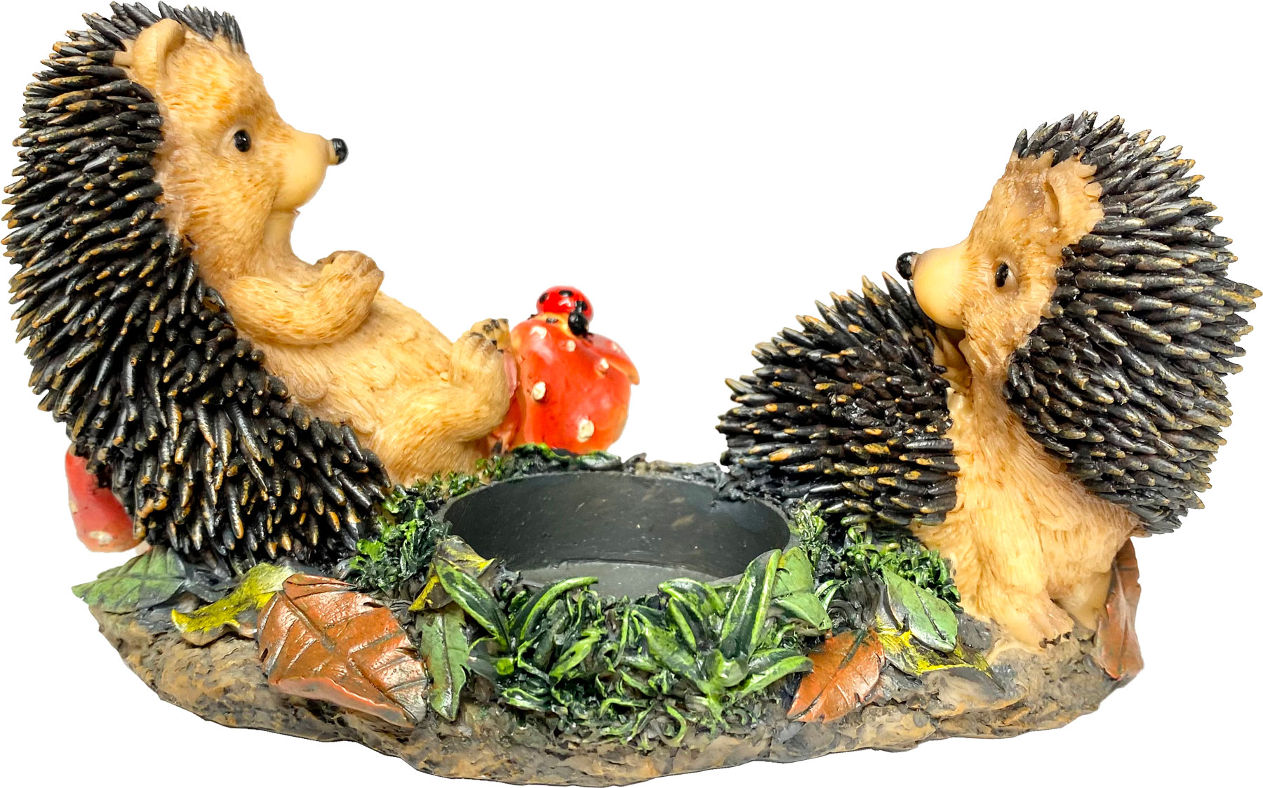 Teelichthalter Igel, Kunstharz, farbig