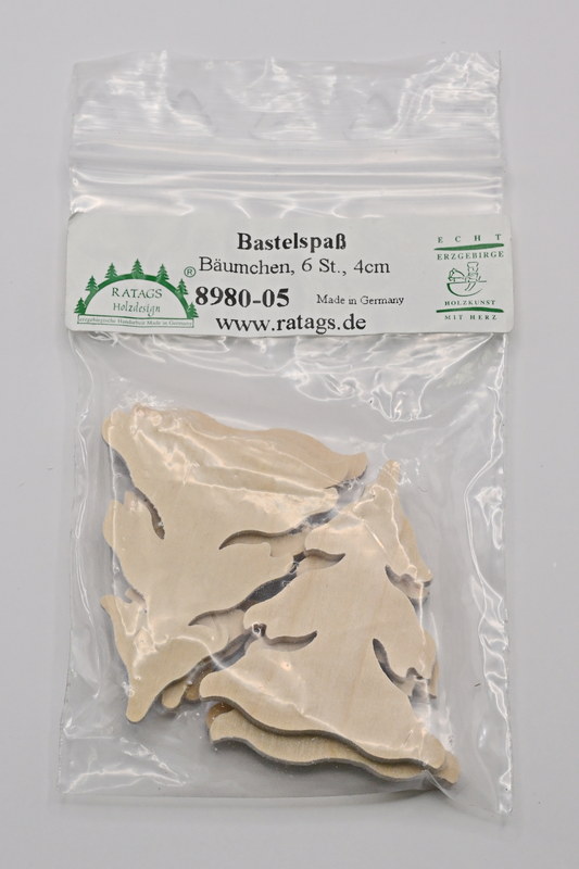 Small trees, 6 pieces, approx. 4 cm, in foil bag