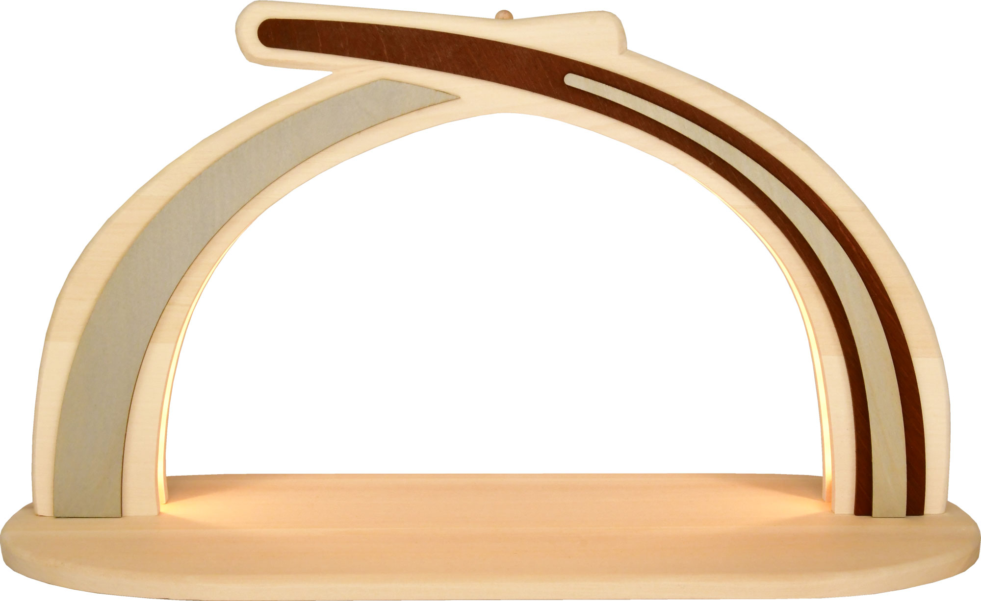 Solid wood arch, back wall, red/grey with LED lighting, unfitted