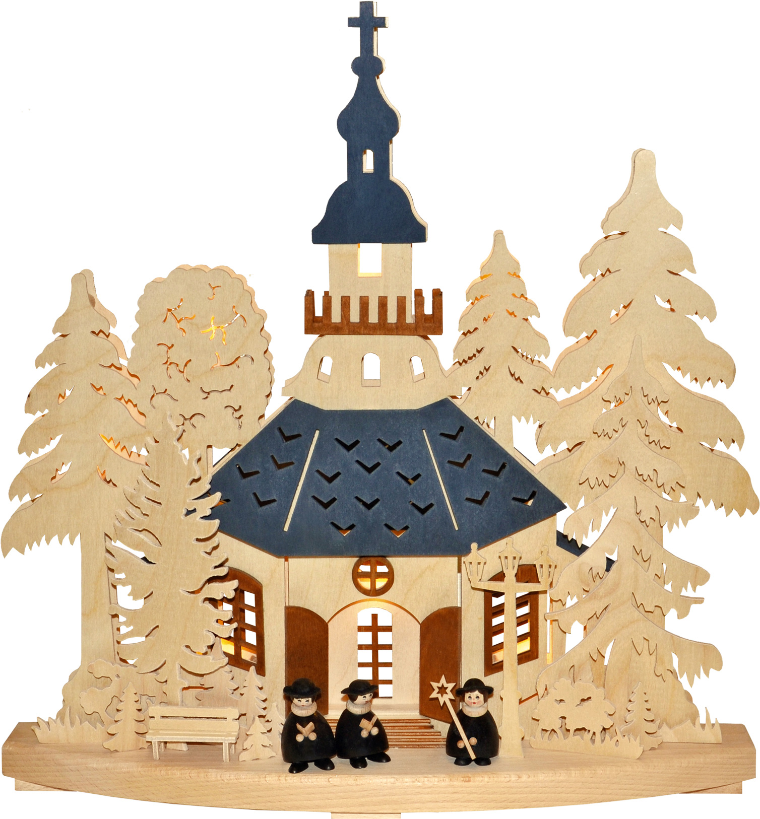 Small 3D Schwibbogen, church service in Seiffen