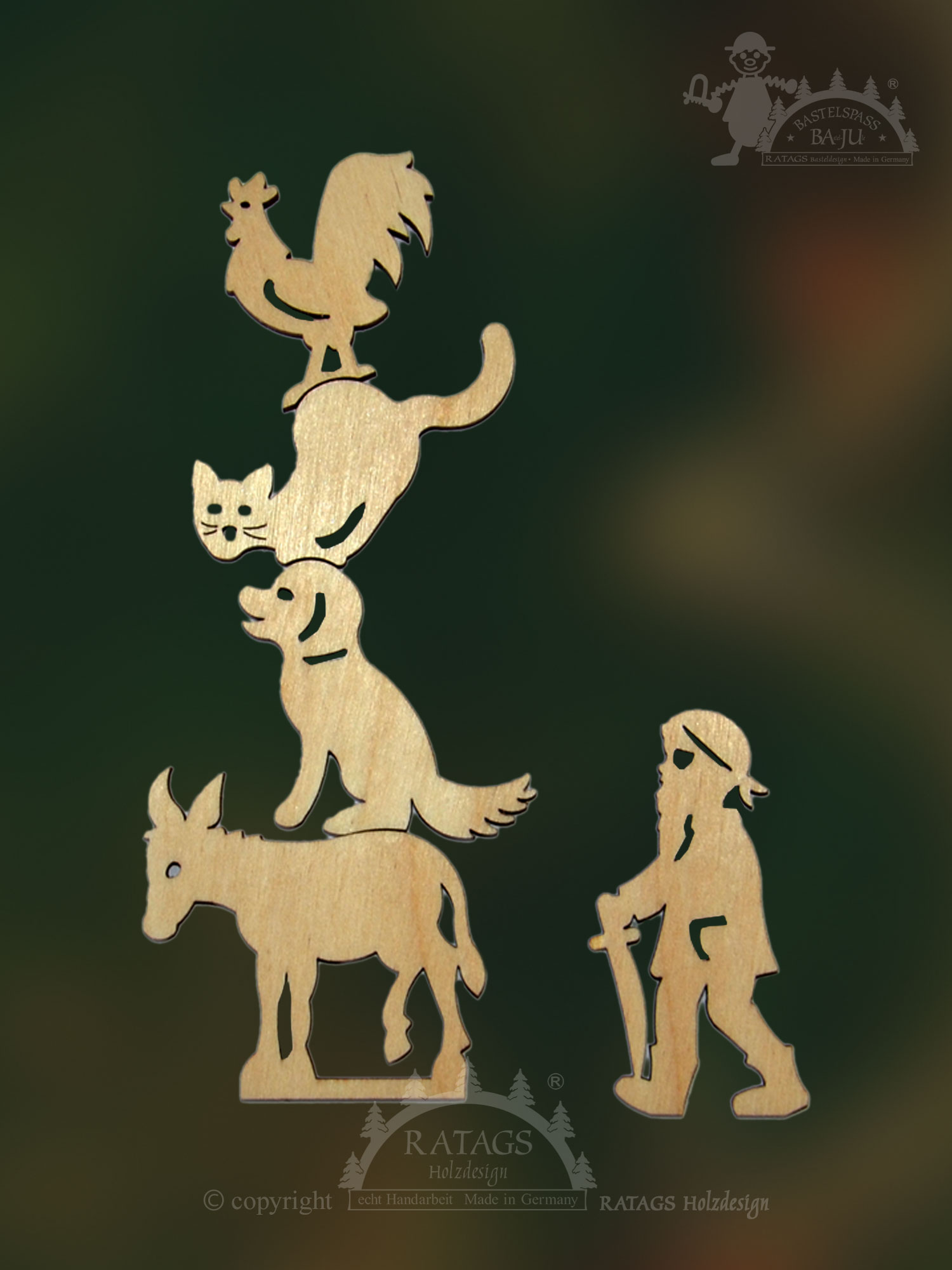 5-piece figure set for crafting: Bremen Town Musicians