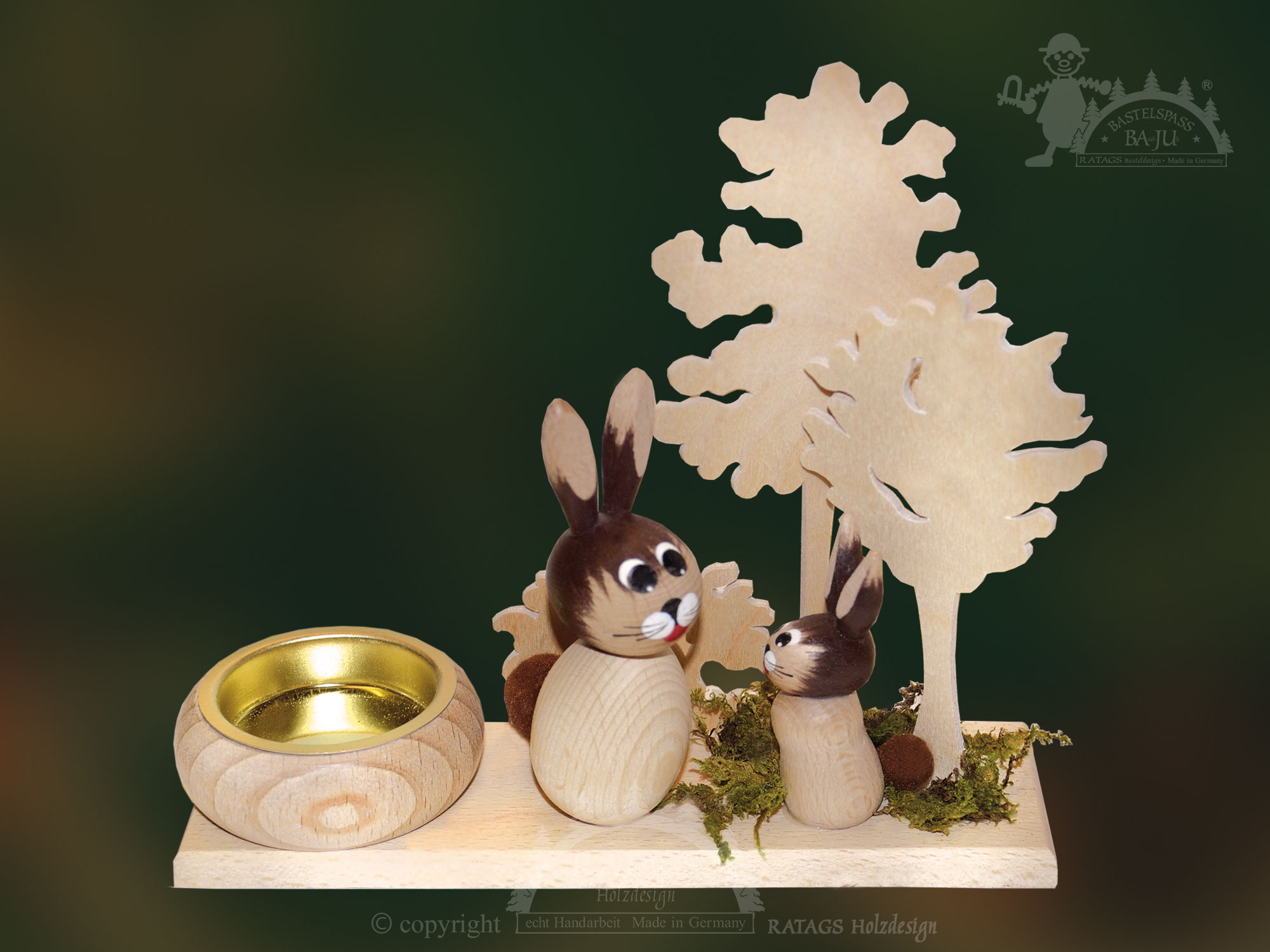 Candle holder for crafting, 2 bunnies standing TL