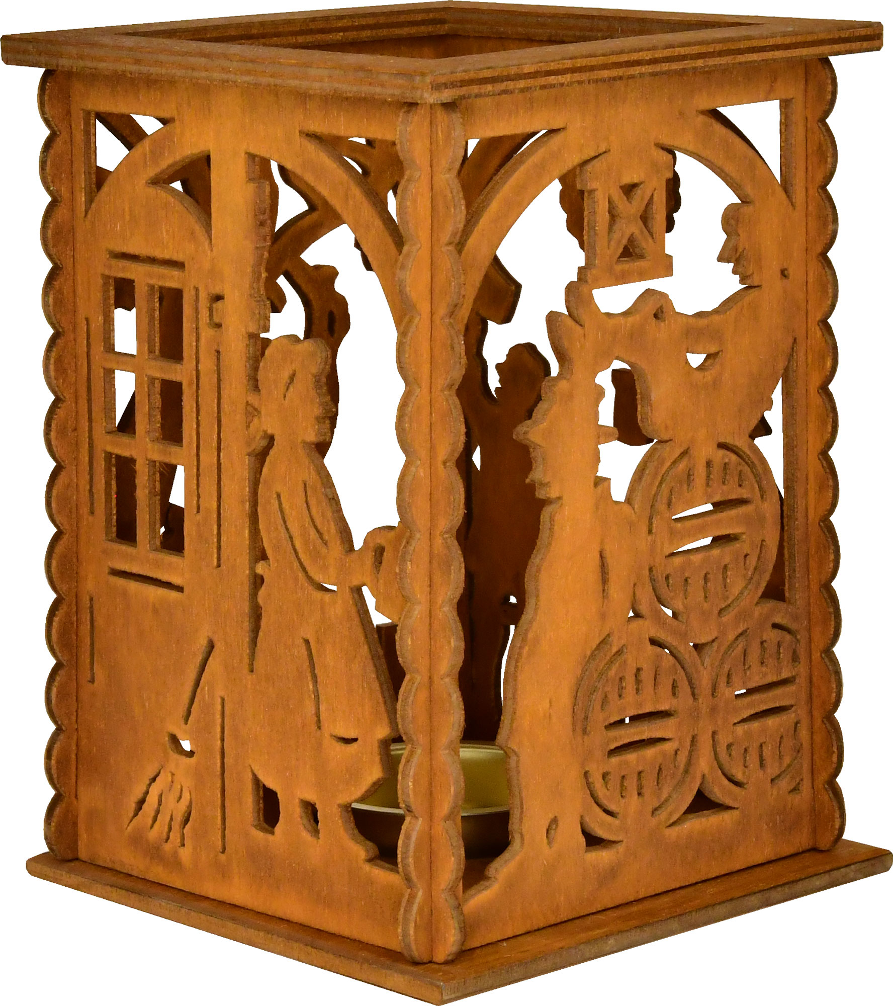 Lantern for tea lights, Gasthaus, brown