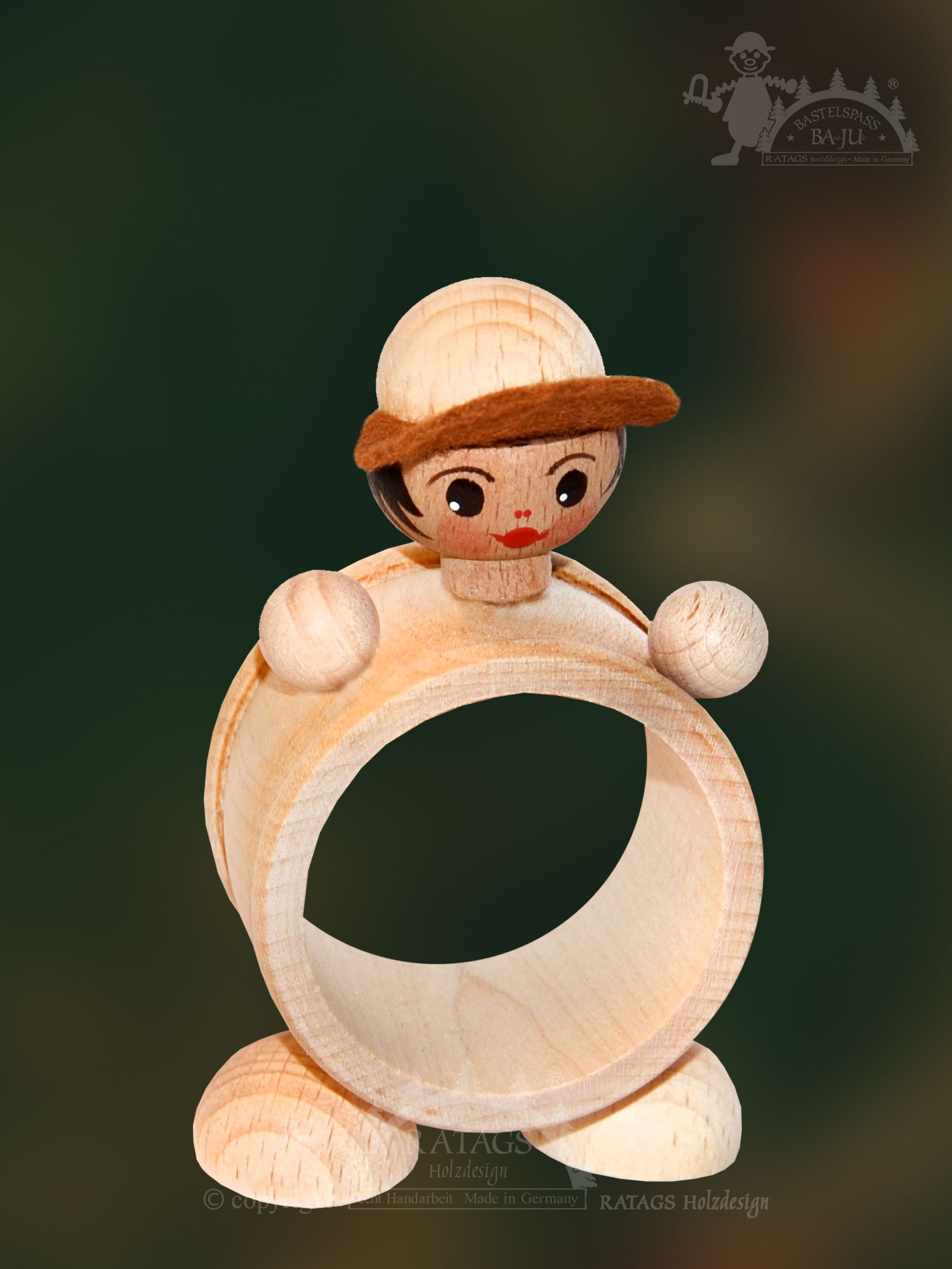 Crafting fun Napkin ring, boy, baseball cap