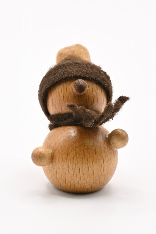 Snowman, brown hat H 5 cm