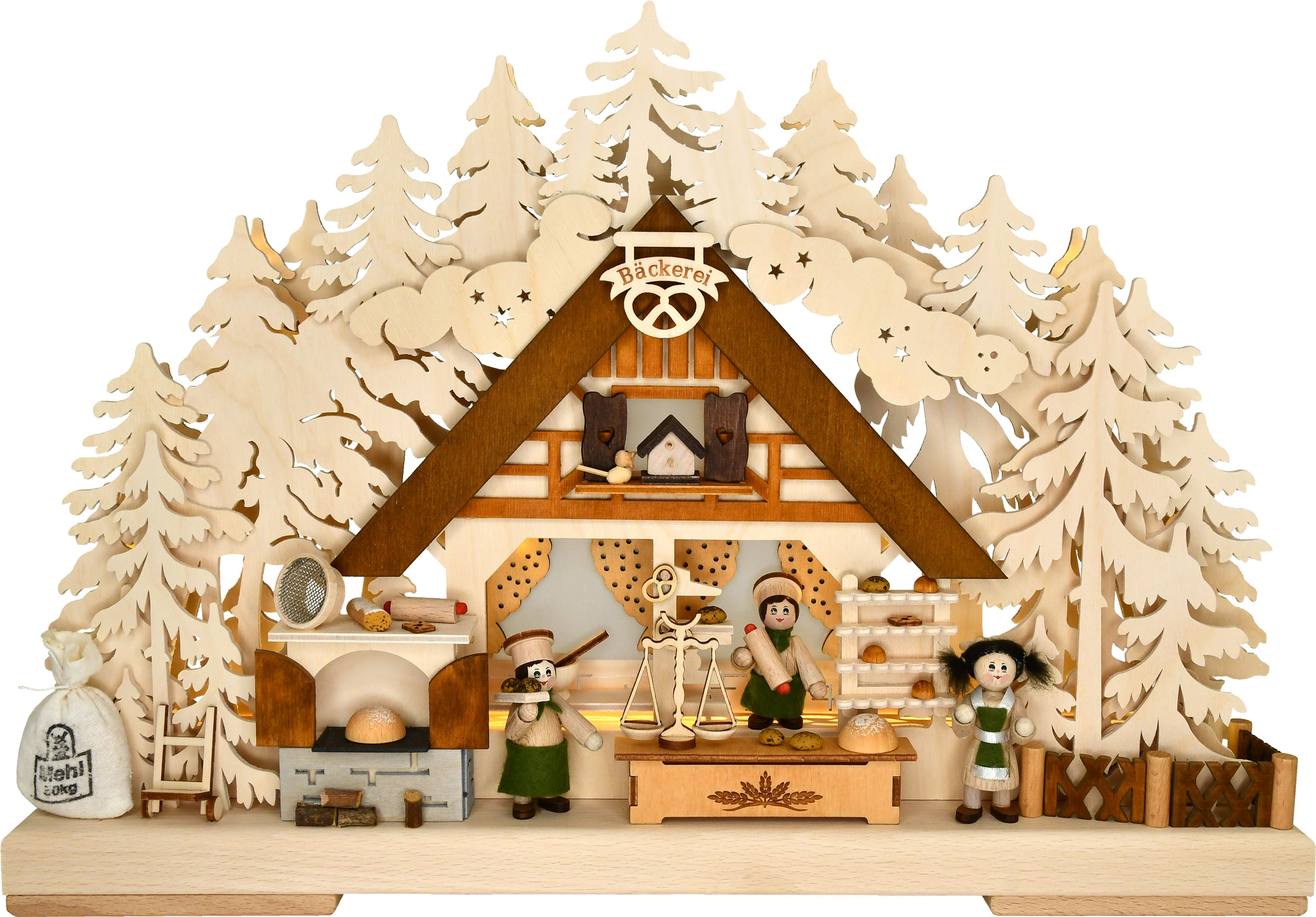 Arco luminoso 3D pequeño, panadería 10 LED + tira LED, totalmente USB.