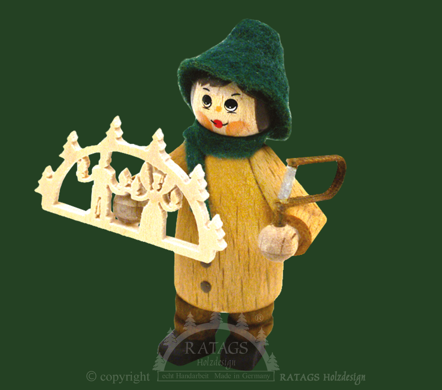 Figur, Schwibbogenbauer, stehend, grüner Hut