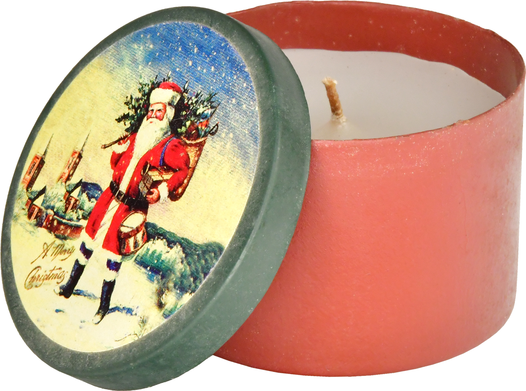 Candle in tin box with lid Decorative candle Merry Christmas