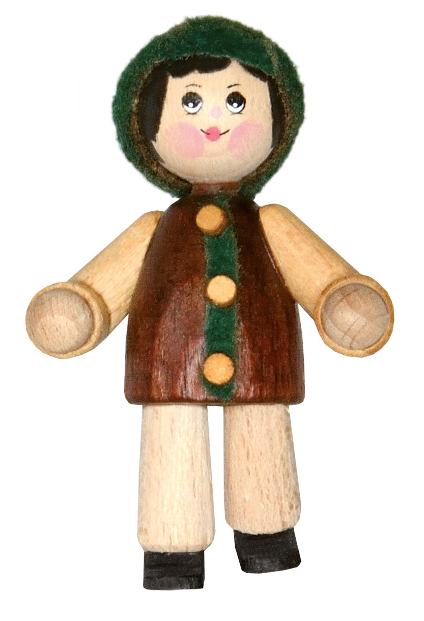 Sammler-Püppchen, Junge mit braun/grüner Jacke und Mütze,