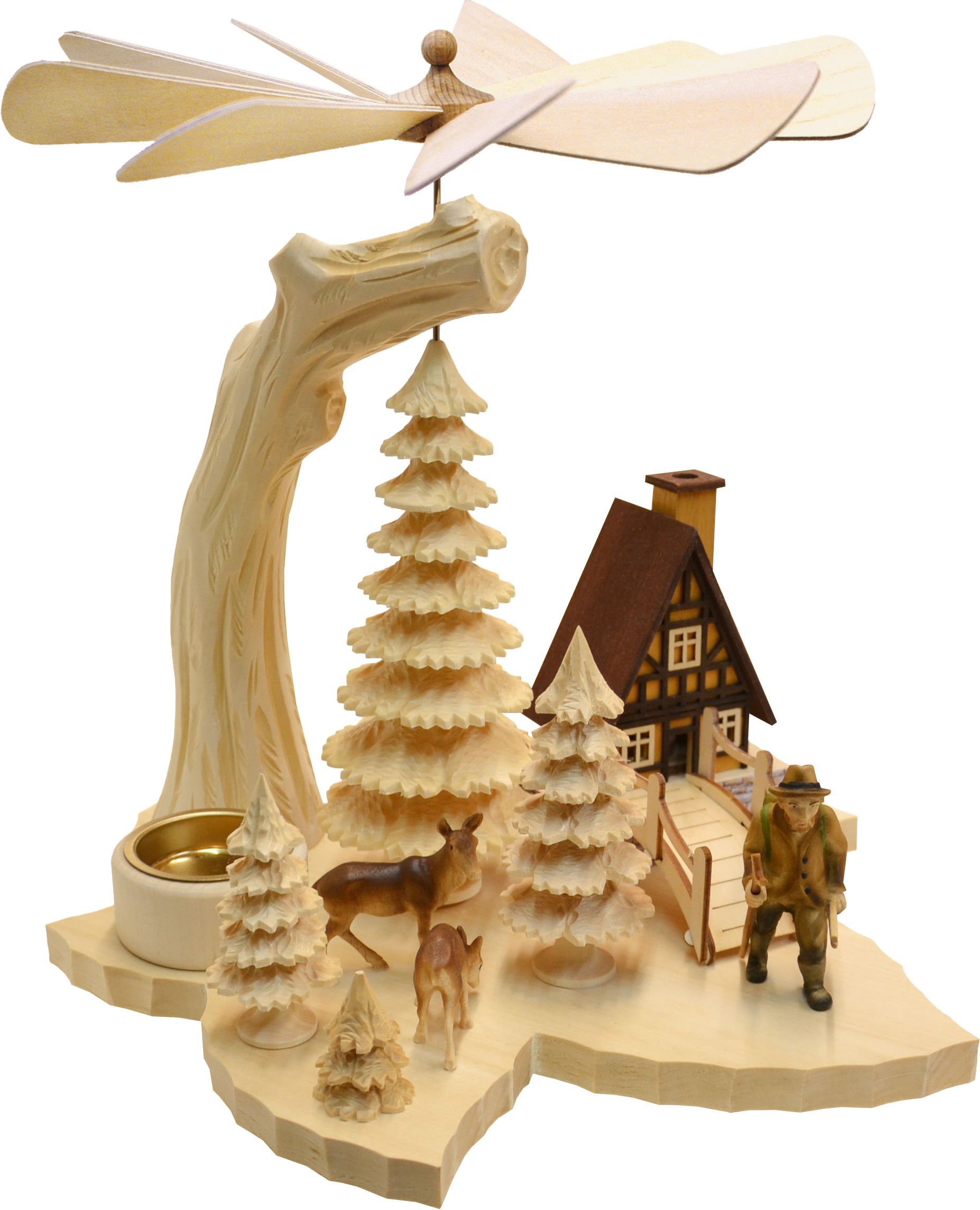 Massivholz-Blattpyramide groß, Waldmann