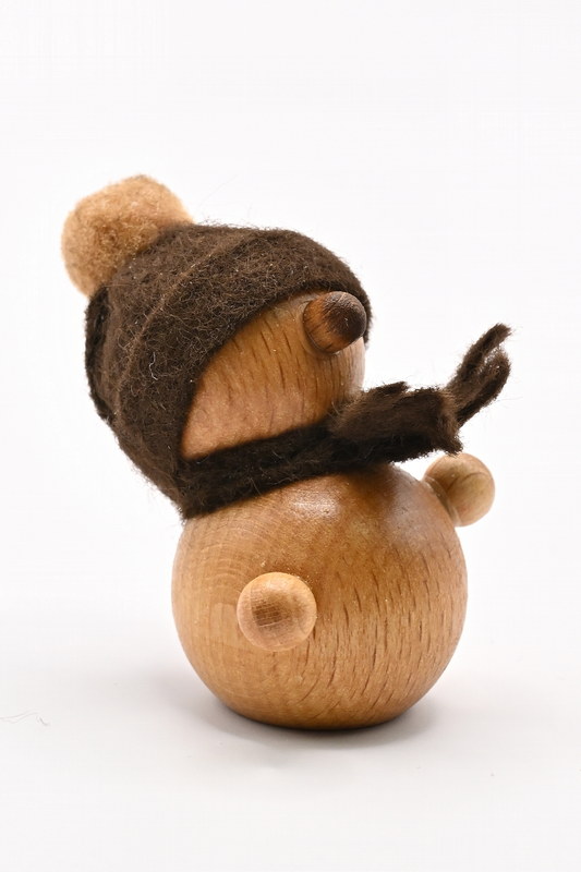 Snowman, brown hat H 5 cm