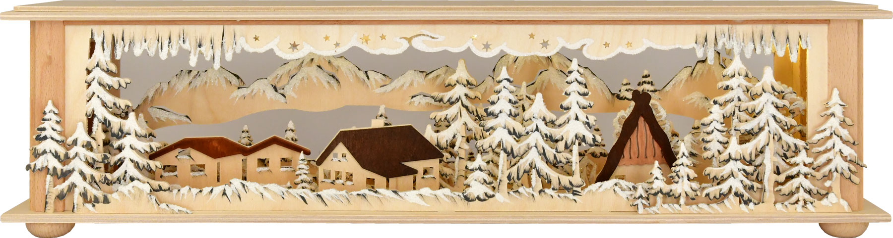 Small room light, forest and icicles, flat, hand-painted grey, hoarfrost