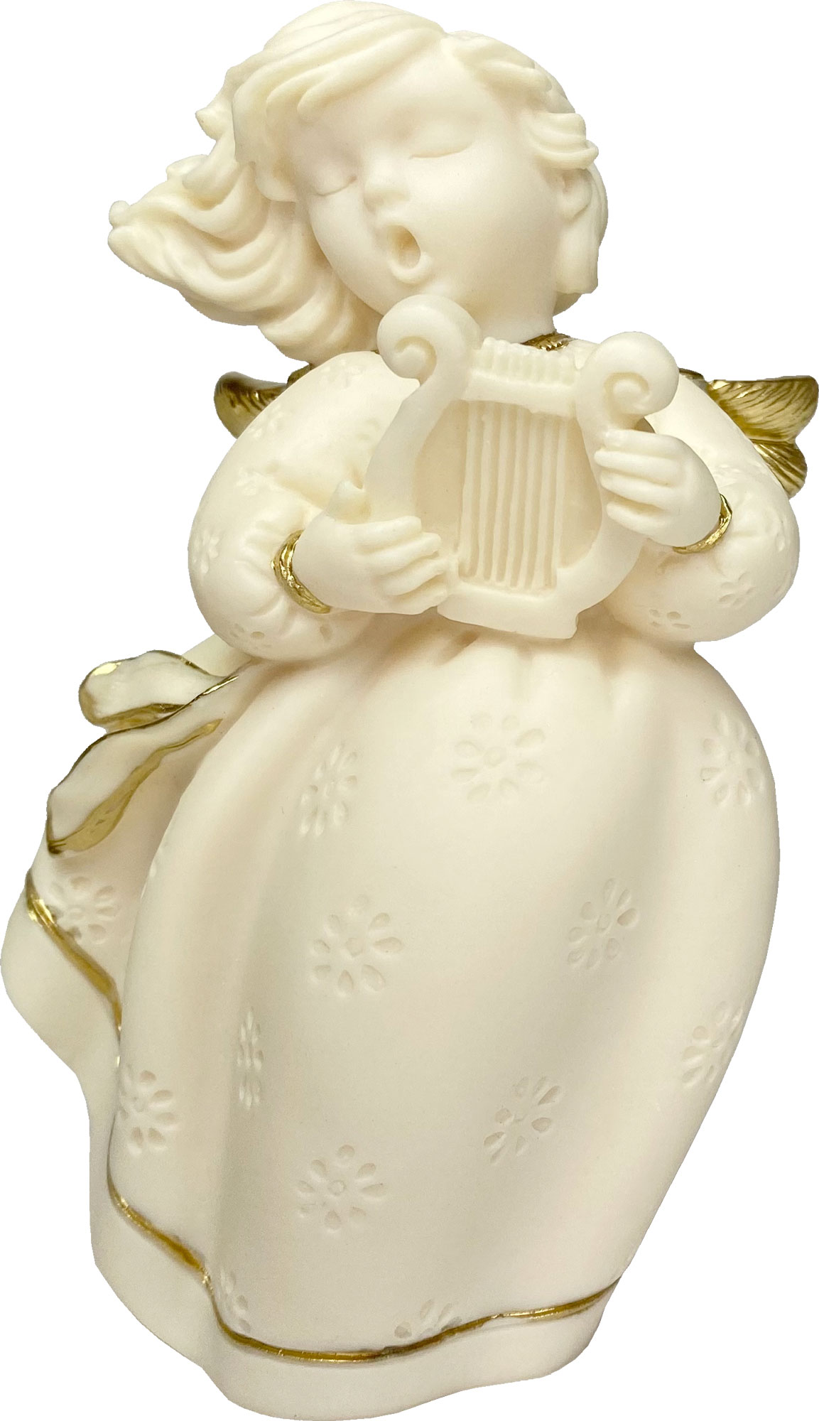 Poly angel singing with lyre, gold-plated FARO Italy