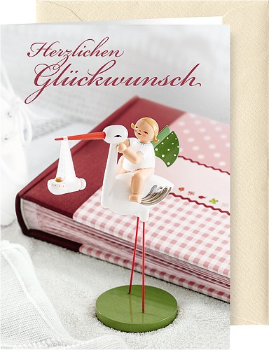 Grußkarte Geburt Mädchen mit Briefumschlag