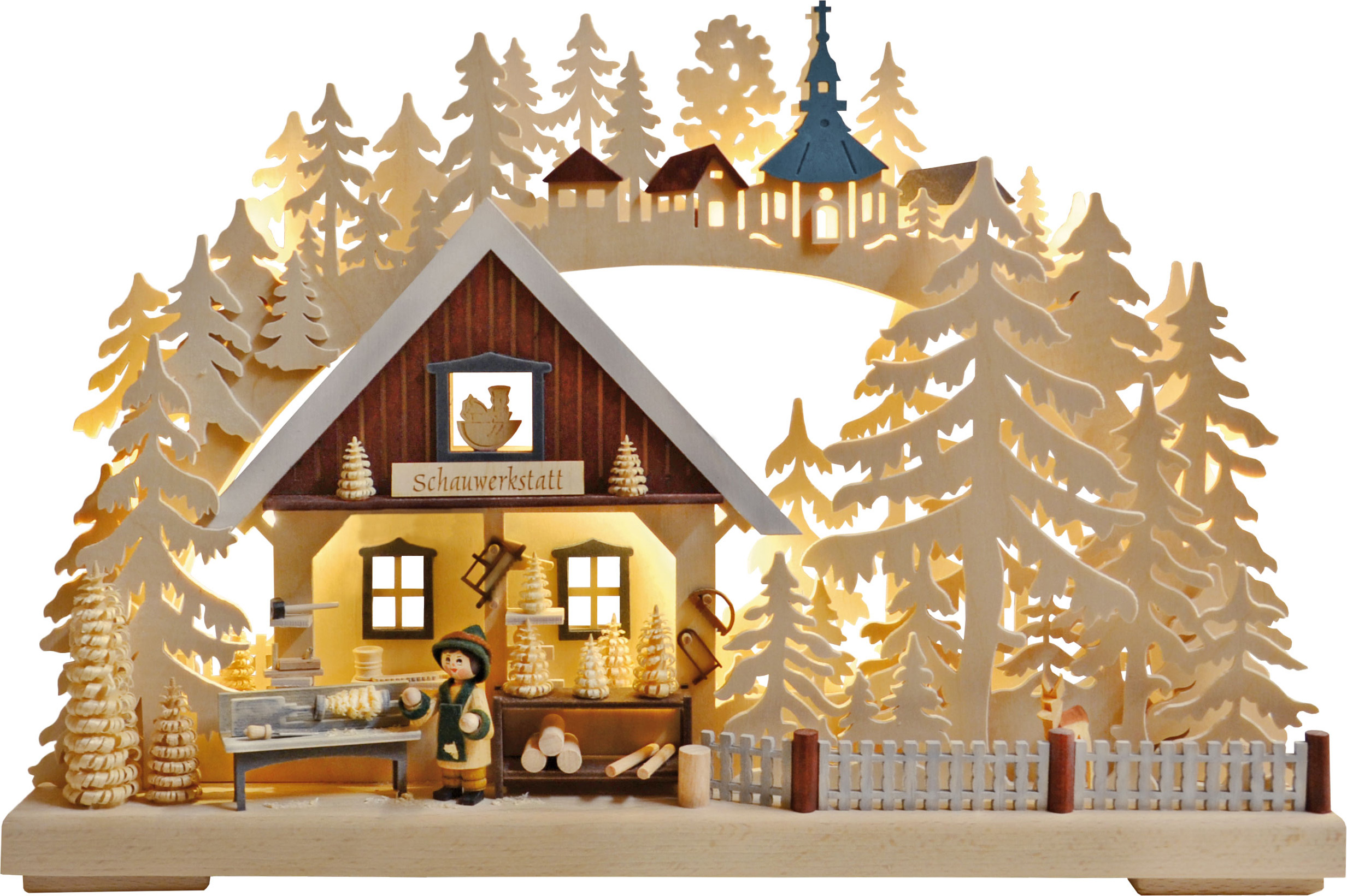 3D-lysbue, liten, dreiesnekker, rimfrost