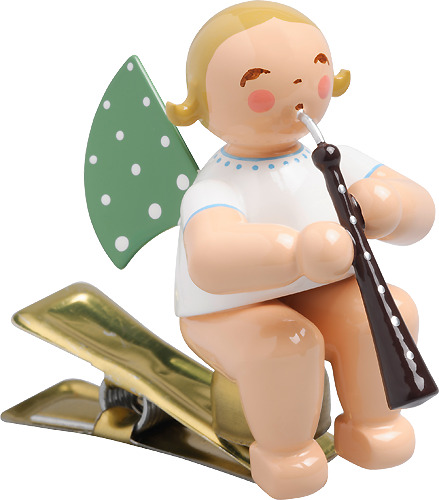 Engel mit Altoboe, auf Klemme, blondes Haar