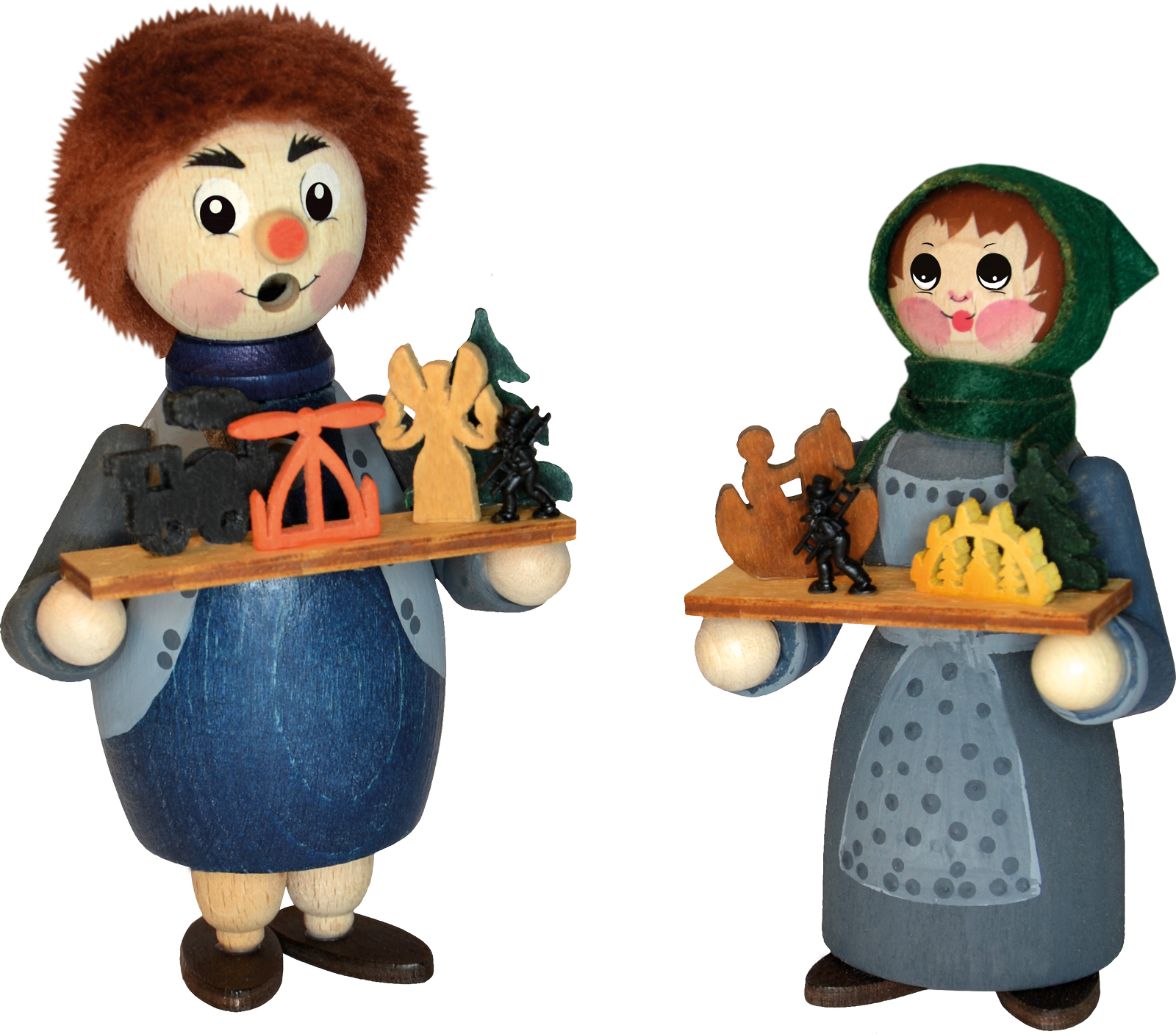 Räuchermännchen zum Basteln, Schwibbogenbauer (RM) mit Ehefrau (Figur