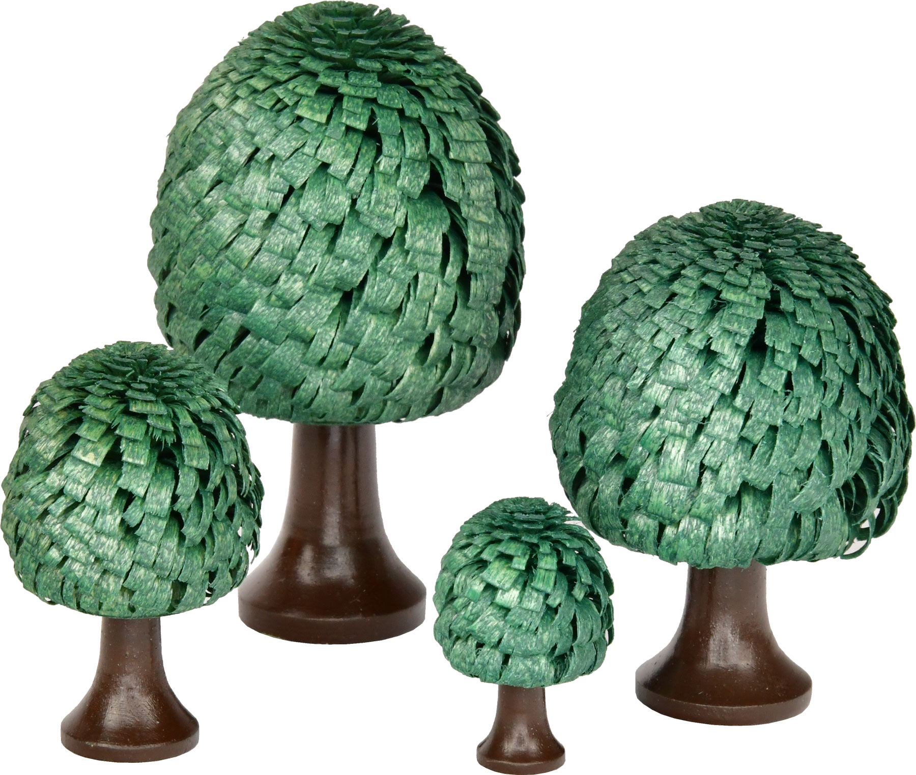 Set of 4 deciduous trees, green