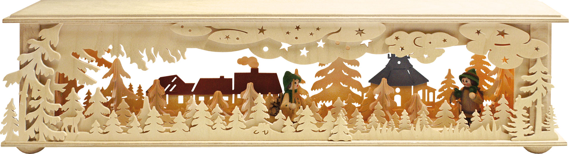 Raumleuchte klein, Wald, Dorf Seiffen, 2 Handwerker