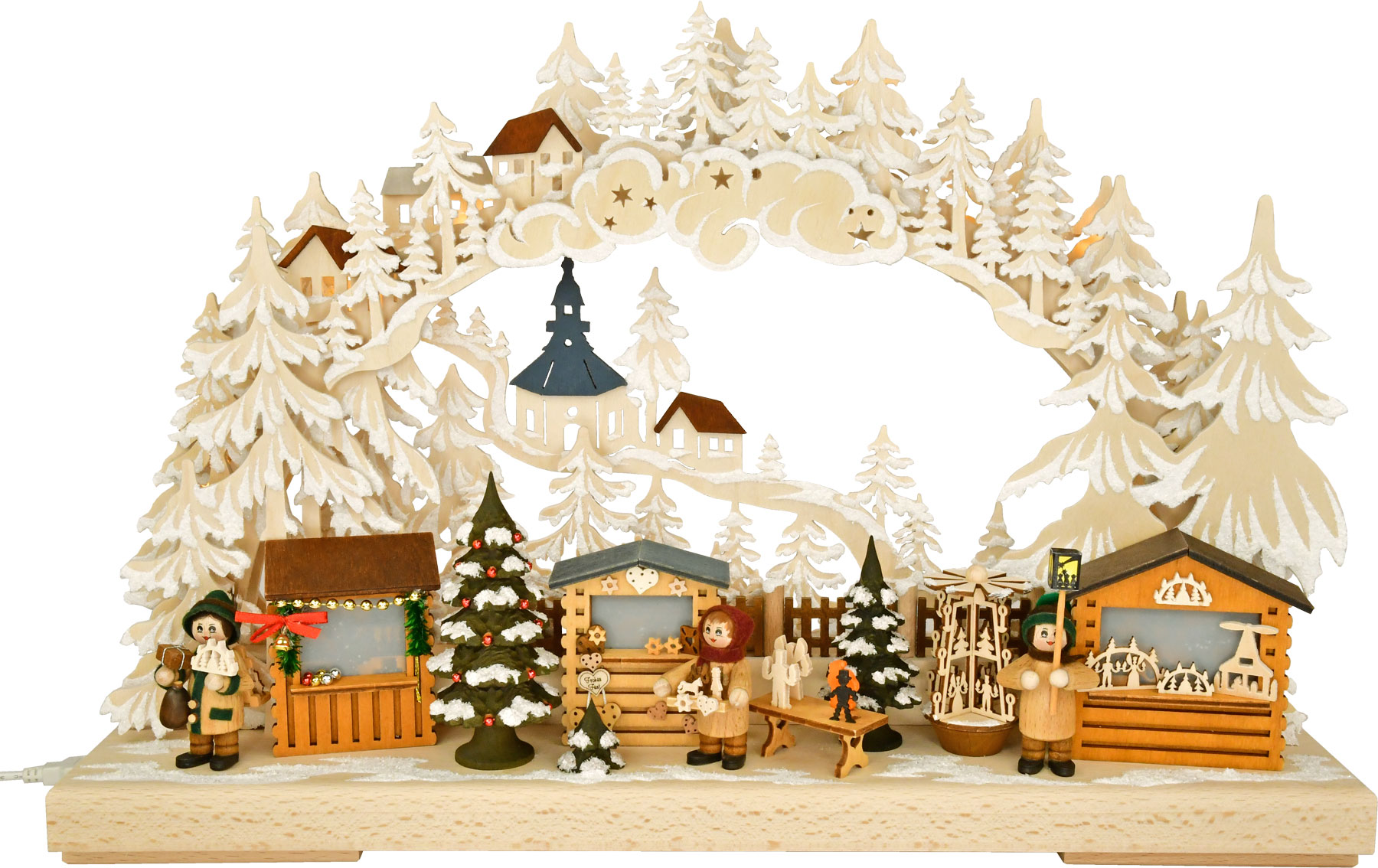 3D-Schwibbogen klein, Seiffener Weihnachtsmarkt, Raureif