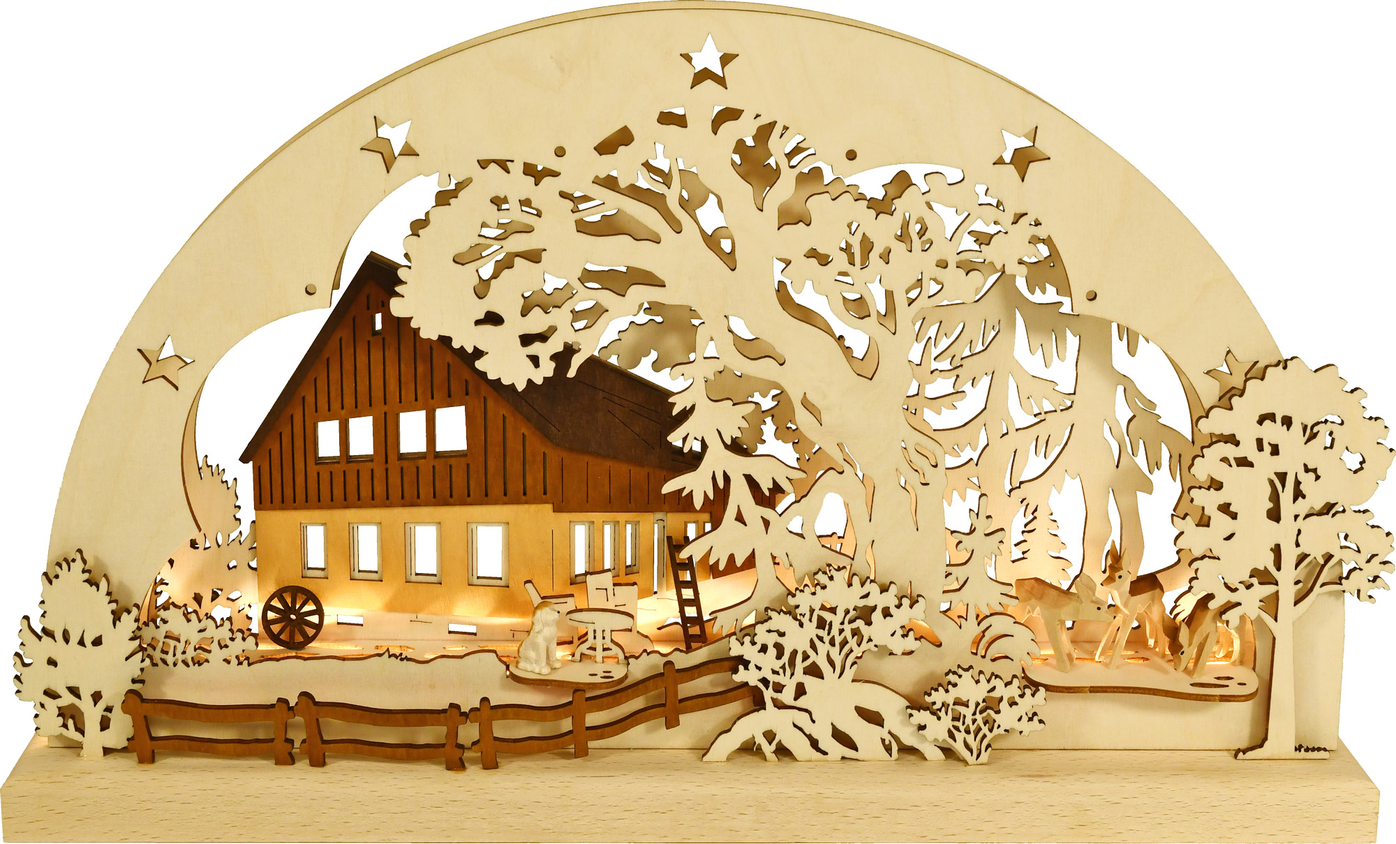 3D LED candle arch, small, forest meadow house